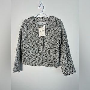 Black and grey tweed blazer with gold detailing NWT S/M